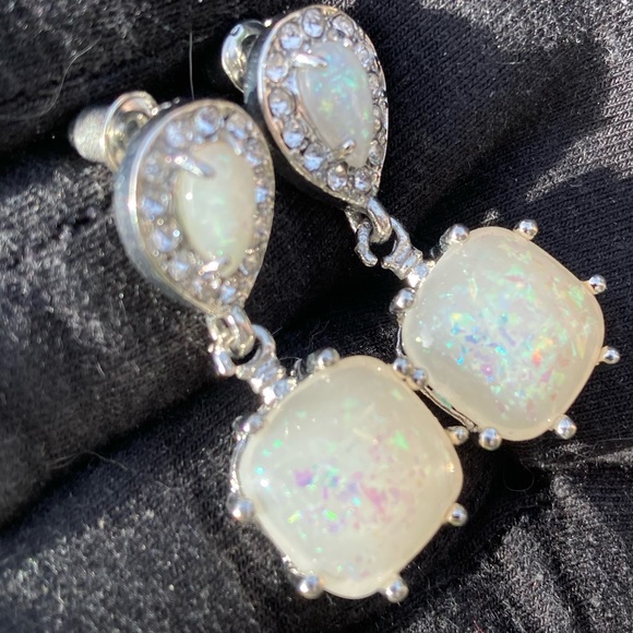 Genuine Fire Opal Earrings - Picture 7 of 12